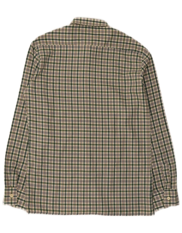 Vintage Herren-Flanellhemd, klein, grün kariert, Polyester