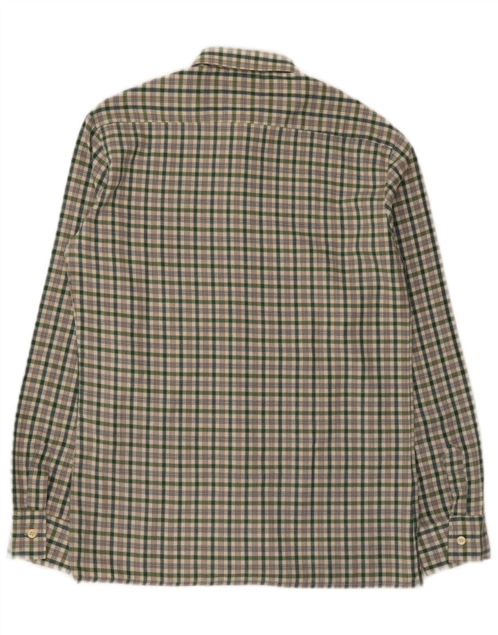 Vintage Herren-Flanellhemd, klein, grün kariert, Polyester