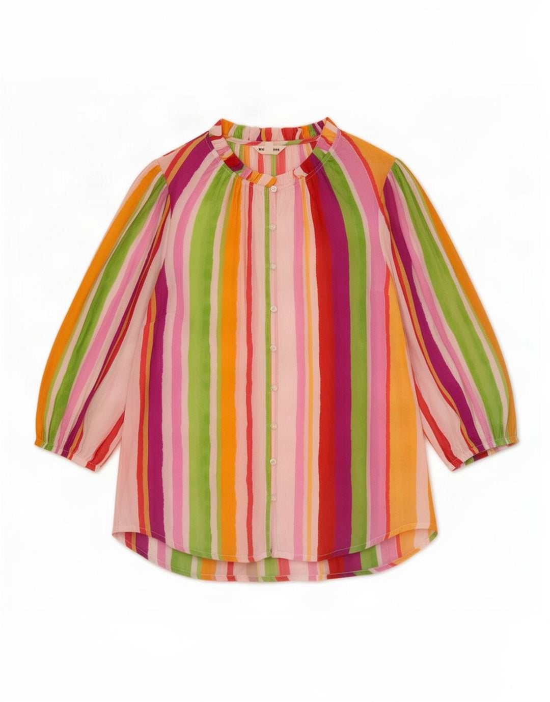Monsoon Damen-Hemdbluse mit 3/4-Ärmeln, Größe M, mehrfarbig, gestreift