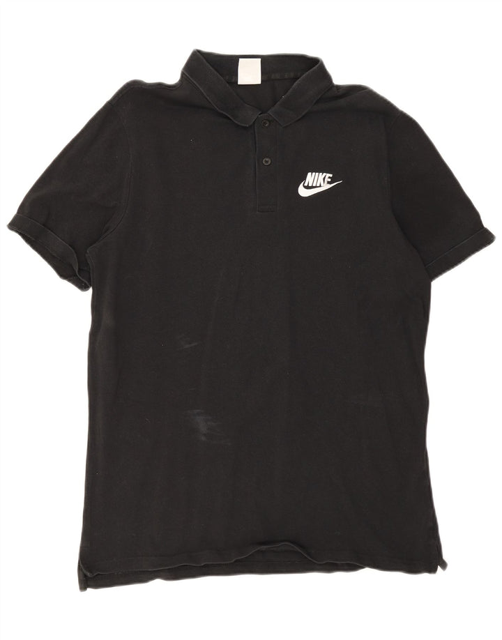 Nike Herren-Poloshirt, groß, aus schwarzer Baumwolle