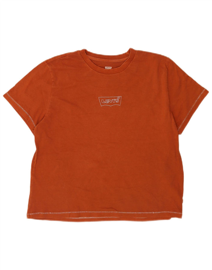 Levi's Damen T-Shirt Top UK 14 Medium Orange Baumwolle