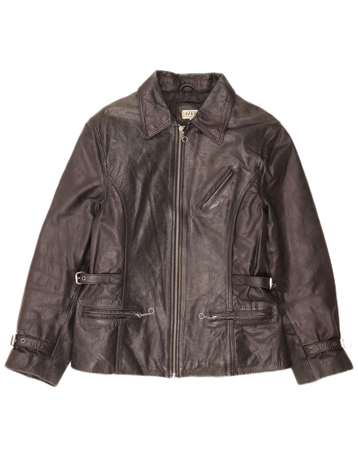 Sixty Damen Lederjacke UK 14 Large Schwarz