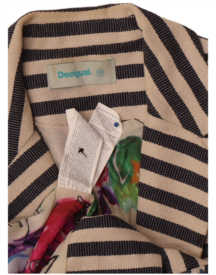 Desigual Womens Graphic Blazer Jacke EU 38 Mittelmarineblau gestreift
