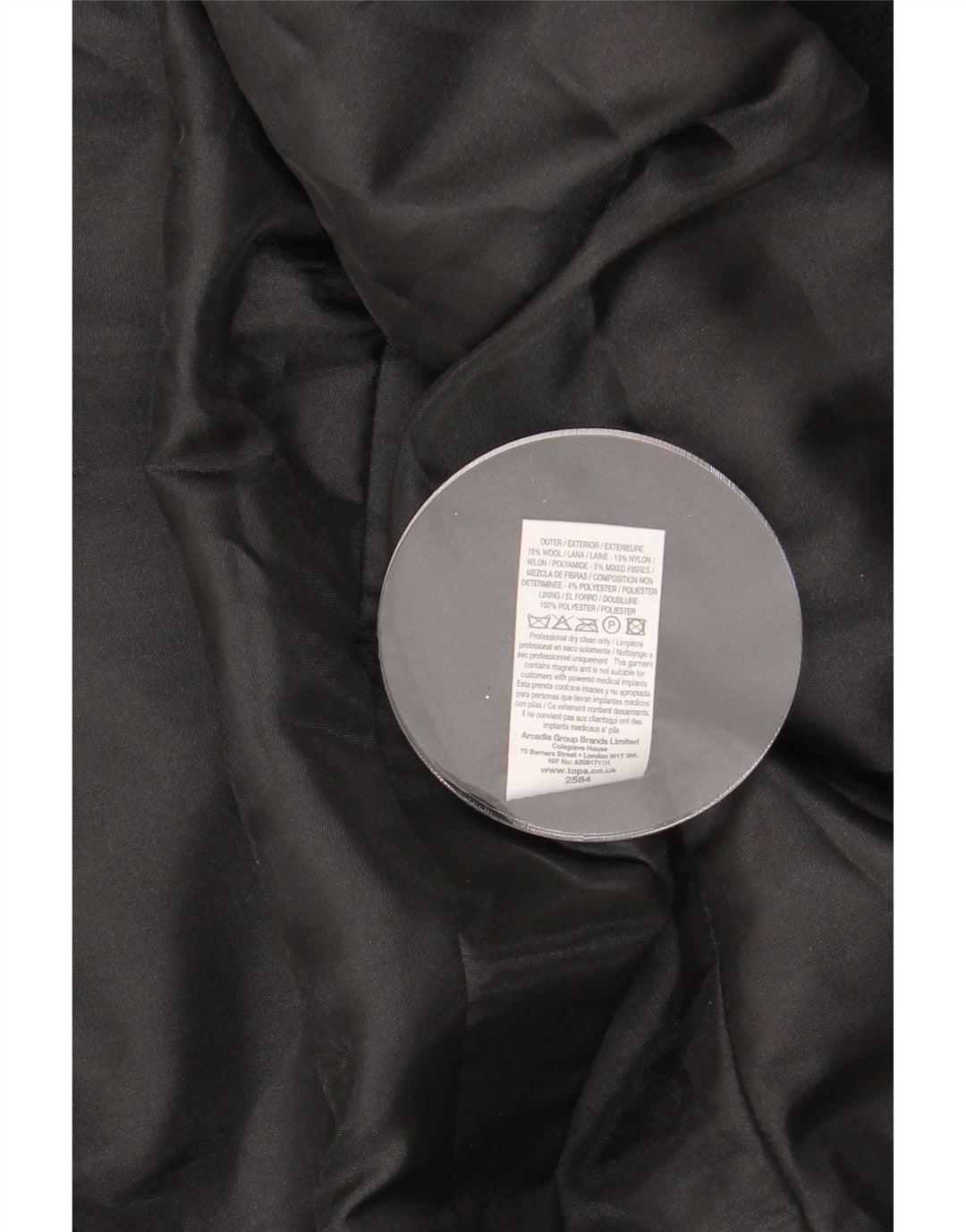 Topshop Damen Blazer Jacke UK 12 Mittelschwarze Wolle