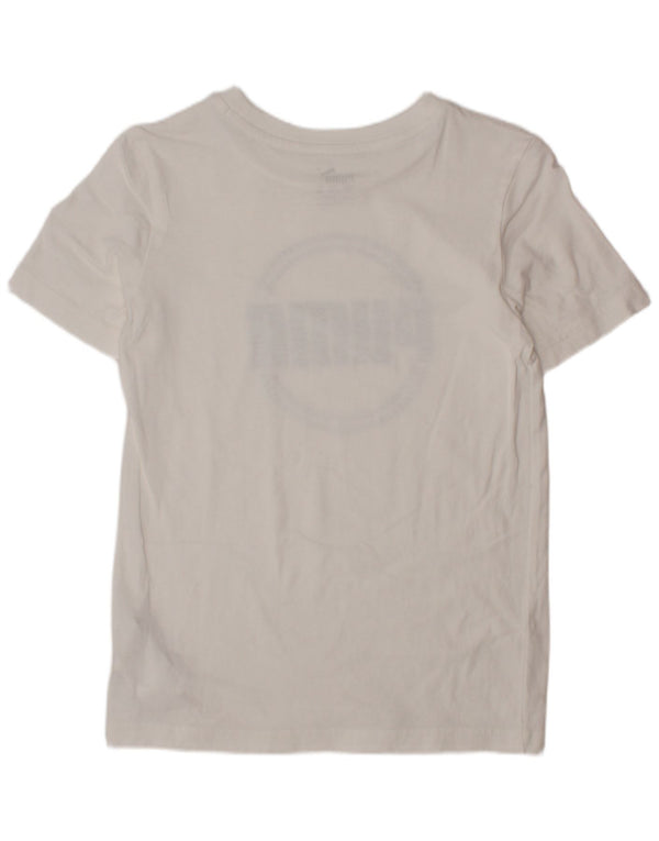 PUMA Jungen T-Shirt mit Grafik, 9–10 Jahre, weiße Baumwolle