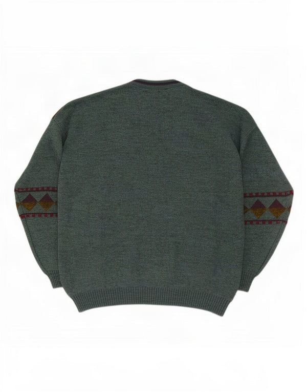 Neuer Fast Herren-Pullover von C&A mit Rundhalsausschnitt, XL, grünes geometrisches Acryl