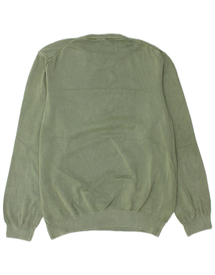 Blauer Herren-Pullover mit Rundhalsausschnitt, XL, grüne Baumwolle