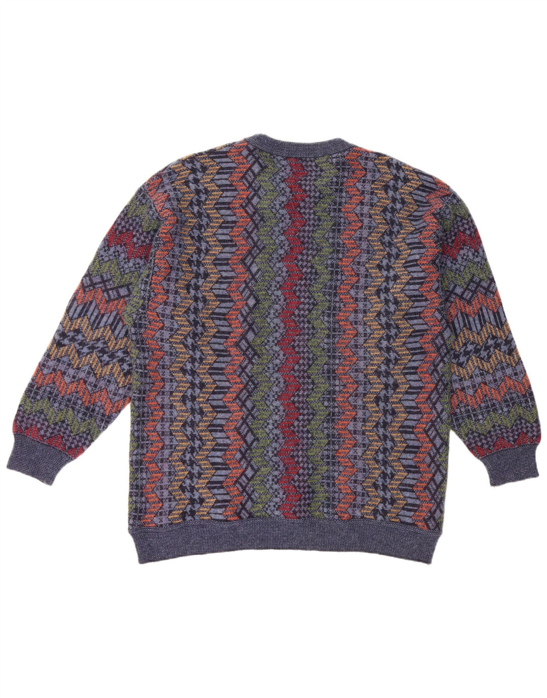 CASSAN Herren-Pullover mit U-Boot-Ausschnitt, IT 52, große marineblaue Chevron-Wolle