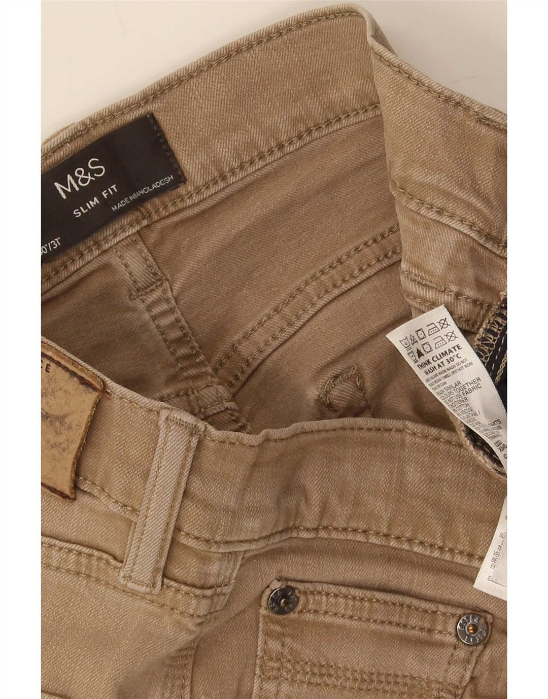 Marks & Spencer Herren Slim Jeans W30 L31 Braune Baumwolle