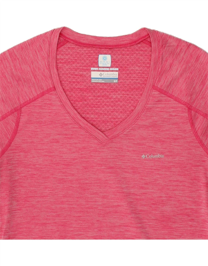 COLUMBIA Womens T-Shirt Top UK 10 Small Pink Polyester Vintage Columbia and Second-Hand Columbia from Messina Hembry 