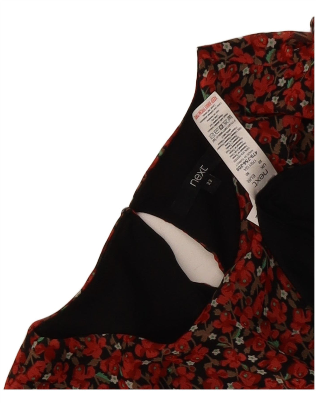 Next Langärmliges Maxikleid für Damen, UK 22 3XL, rotes Blumenmuster, Polyester