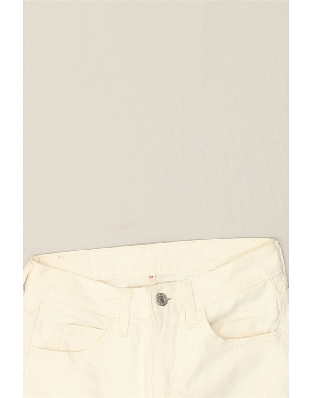 LEVI'S Womens Crop Flare Casual Trousers W24 L23  White Cotton | Vintage Levi's | Thrift | Second-Hand Levi's | Used Clothing | Messina Hembry 