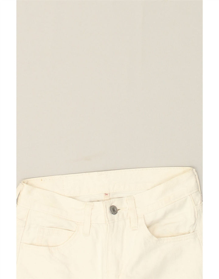 LEVI'S Womens Crop Flare Casual Trousers W24 L23  White Cotton | Vintage Levi's | Thrift | Second-Hand Levi's | Used Clothing | Messina Hembry 