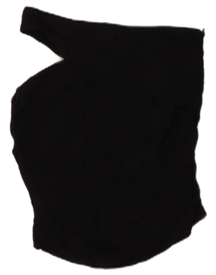 Zara Damen Crop One Shoulder Top UK 12 Mittelschwarze Viskose
