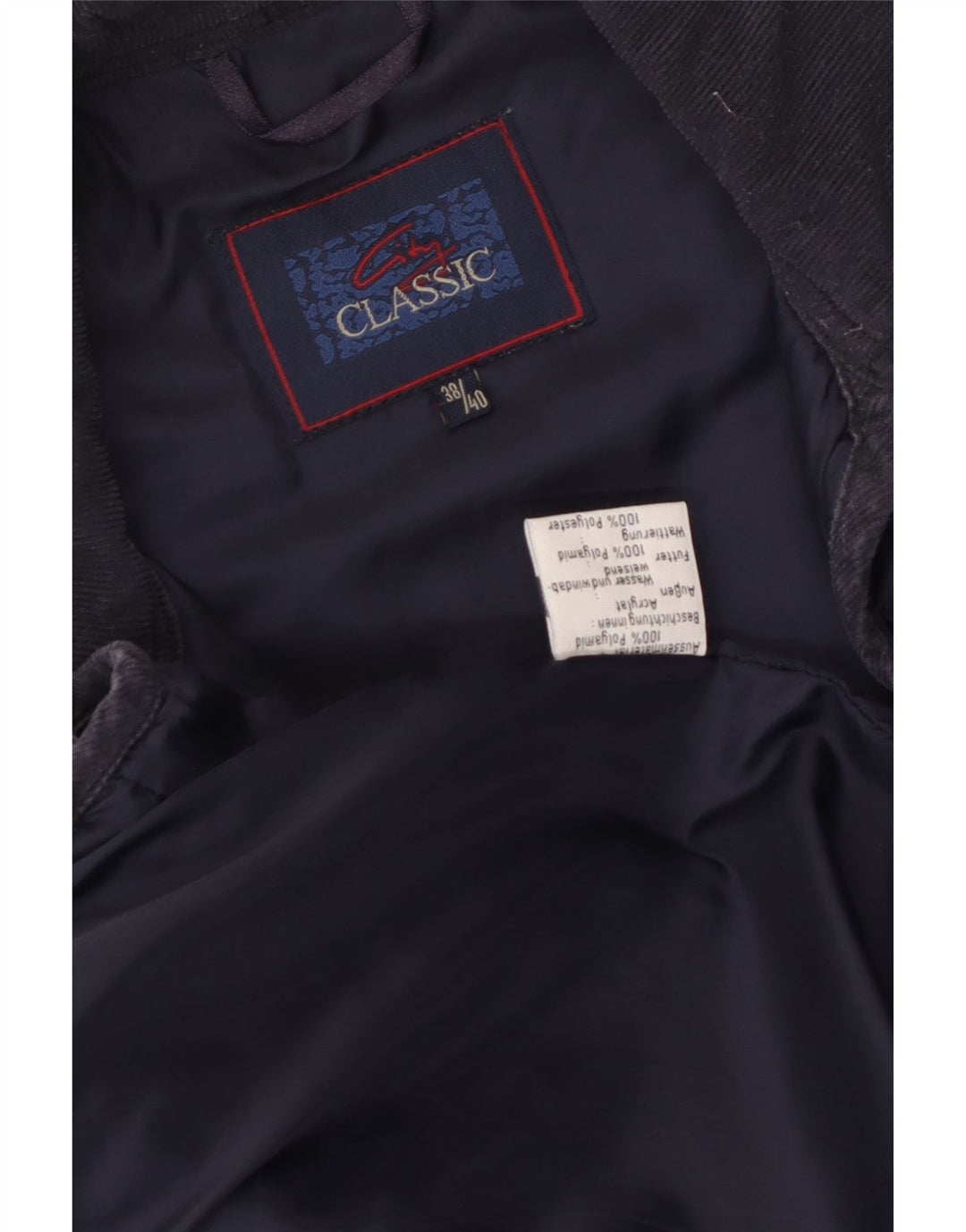 Vintage Damen-Steppjacke mit lockerer Passform, EU 38/40, mittelmarineblaues Polyamid