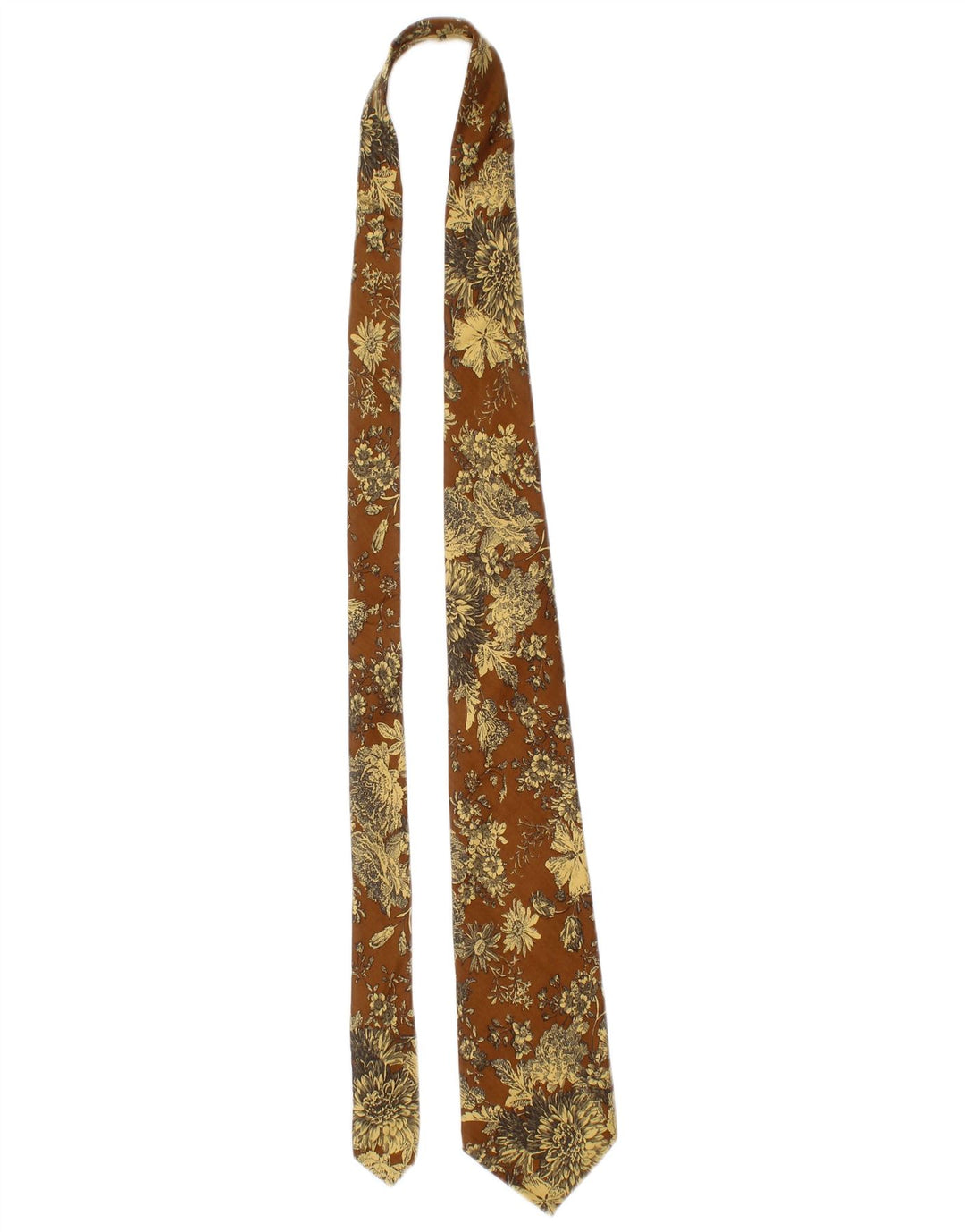 Lanvin Herren-Krawatte, Einheitsgröße, braunes Blumenmuster, Designer-Seide