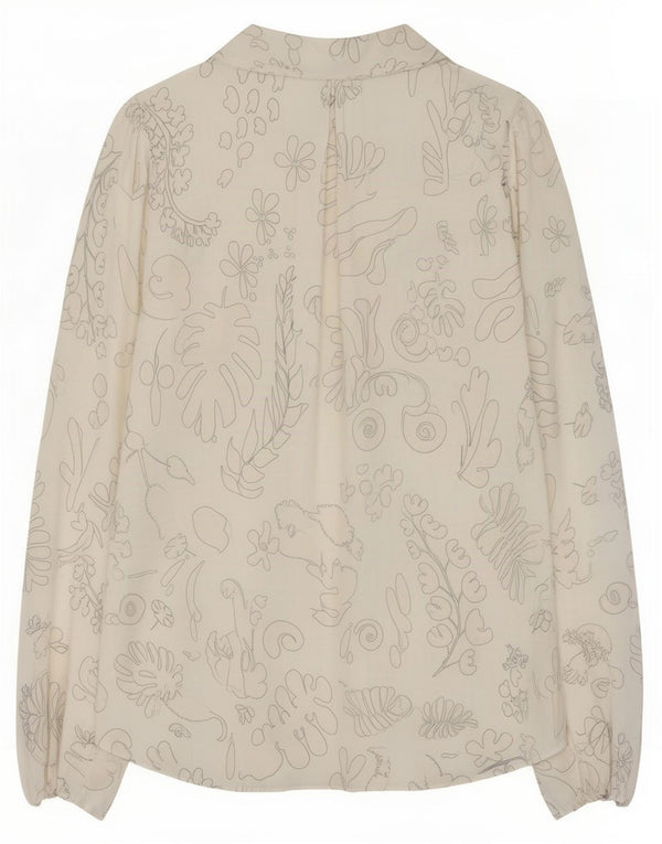 RIXO Damen-Pullover mit Fliege, Hemdbluse, UK 14, mittelweiße Viskose mit Blumenmuster