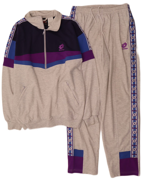 Lotto Herren-Trainingsanzug mit Grafik, XL, grau, Colourblock-Polyester