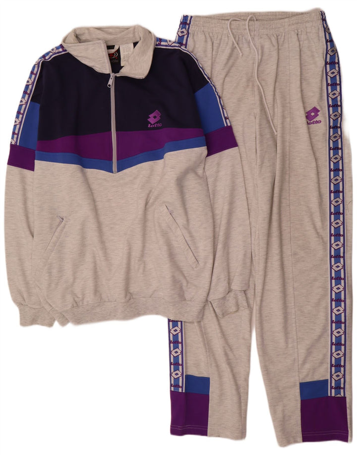 Lotto Herren-Trainingsanzug mit Grafik, XL, grau, Colourblock-Polyester