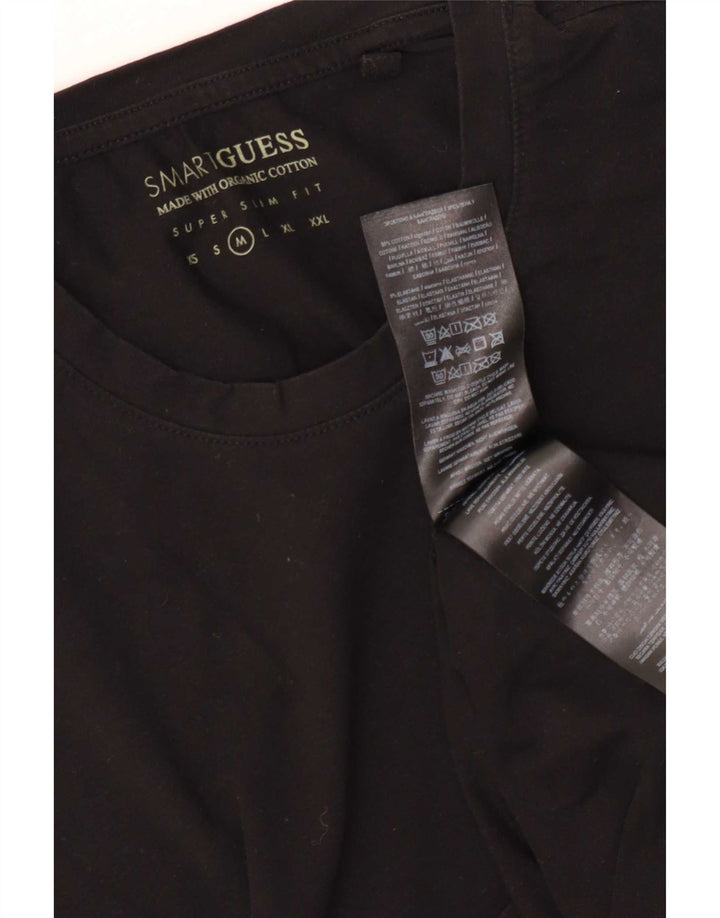 Guess Super Slim Fit T-Shirt-Oberteil für Herren aus mittelschwarzer Baumwolle