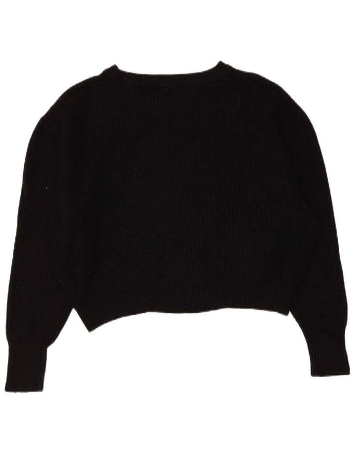 ZARA Damen Crop-Oversize-Pullover mit U-Boot-Ausschnitt, Gr. 14, Mittelschwarz