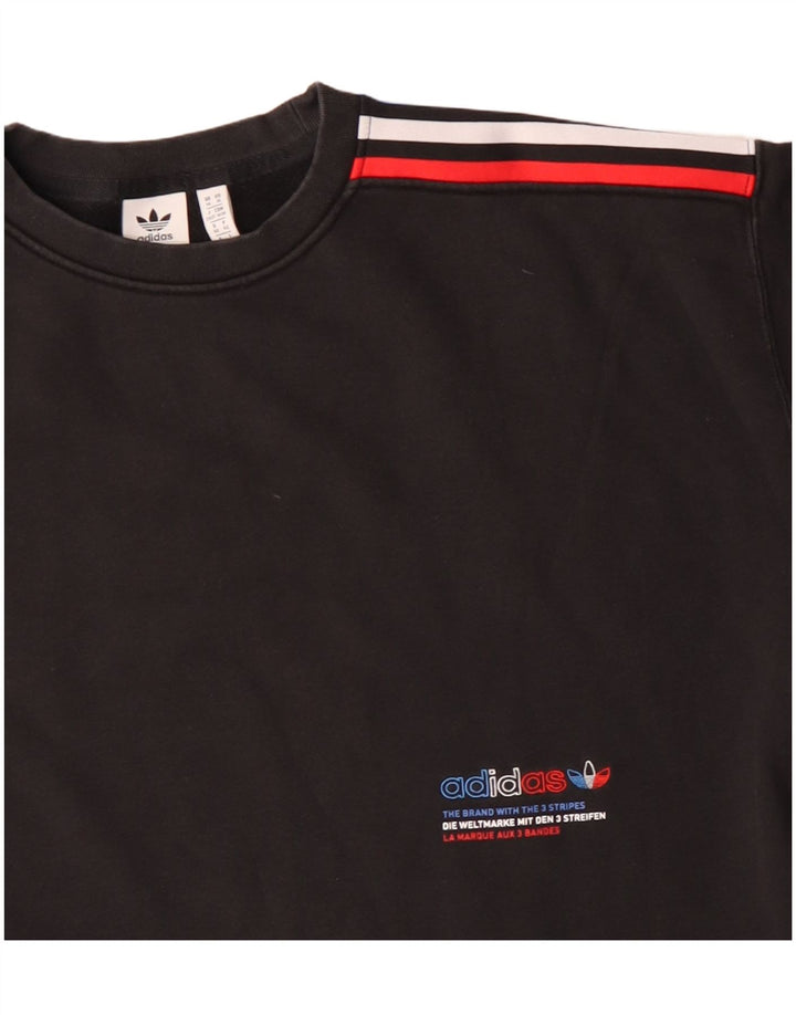 Adidas Damen Three Stripes Sweatshirt Pullover UK 14 Large Schwarz