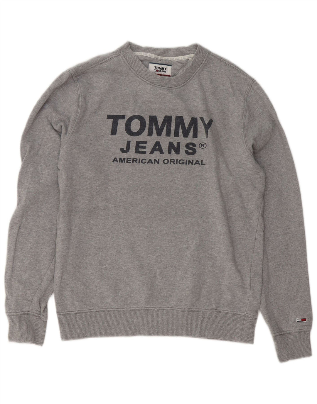 Tommy Hilfiger Herren-Sweatshirt mit Grafik, Größe S, graue Baumwolle