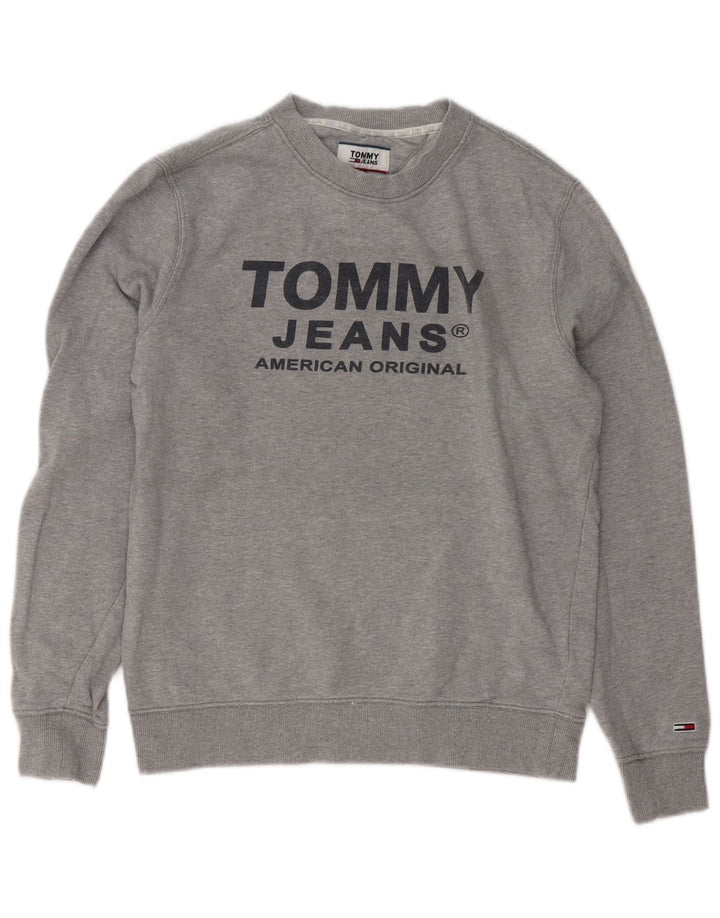 Tommy Hilfiger Herren-Sweatshirt mit Grafik, Größe S, graue Baumwolle