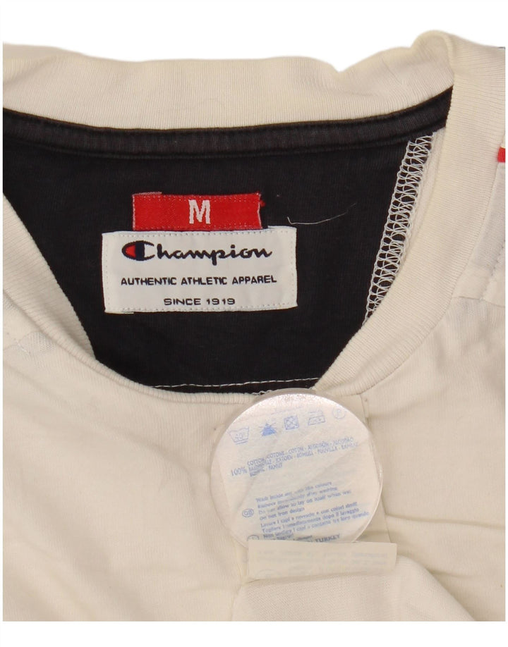 Champion Herren Grafik-T-Shirt-Oberteil aus mittelweißer Colourblock-Baumwolle