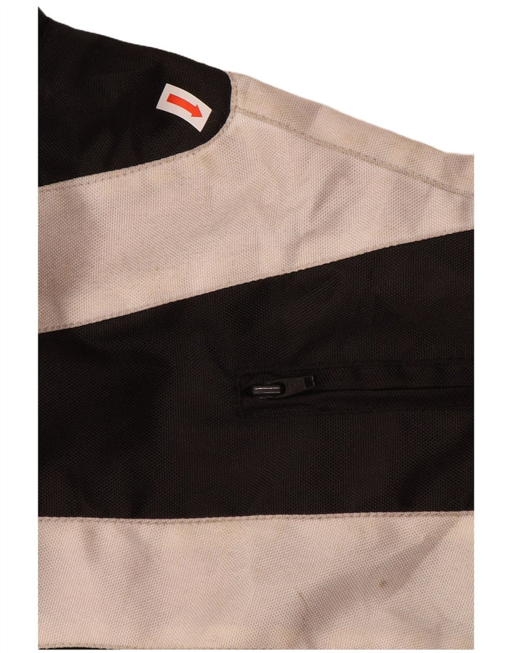 Spyke Herren-Grafik-Racer-Jacke, Größe 58 3XL, schwarzes Farbblock-Polyester