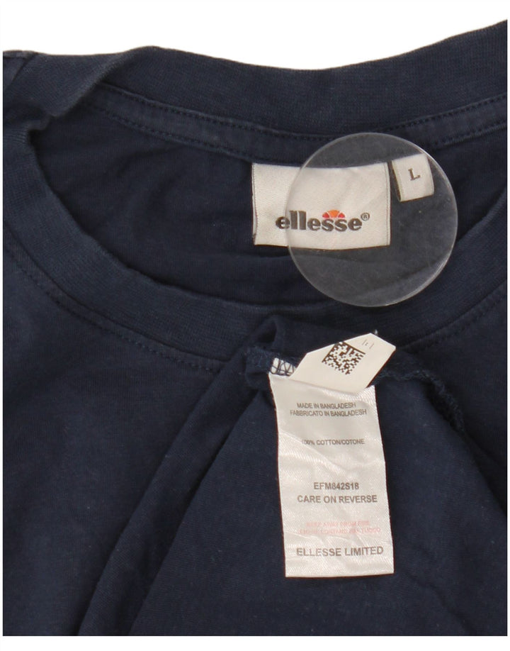ELLESSE Damen Grafik-Trägershirt UK 16 Large Marineblau Baumwolle