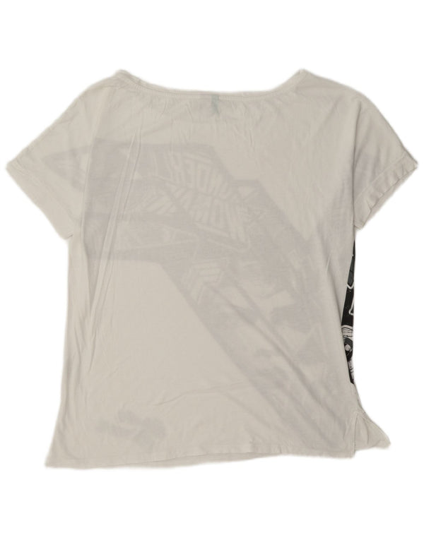 Benetton Womens Graphic T-Shirt Top UK 14 Mittelweiße Baumwolle
