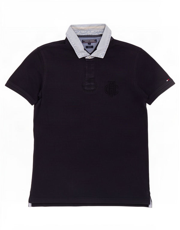 Tommy Hilfiger Mens Slim Fit Rugby Polo Shirt XL Navy Blue Cotton