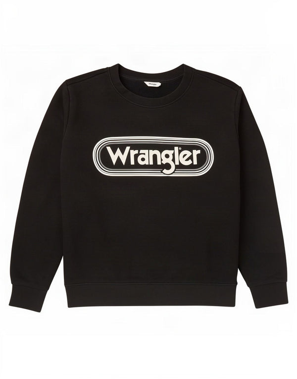 Wrangler Womens Graphic Sweatshirt Pullover UK 16 Large Schwarze Baumwolle