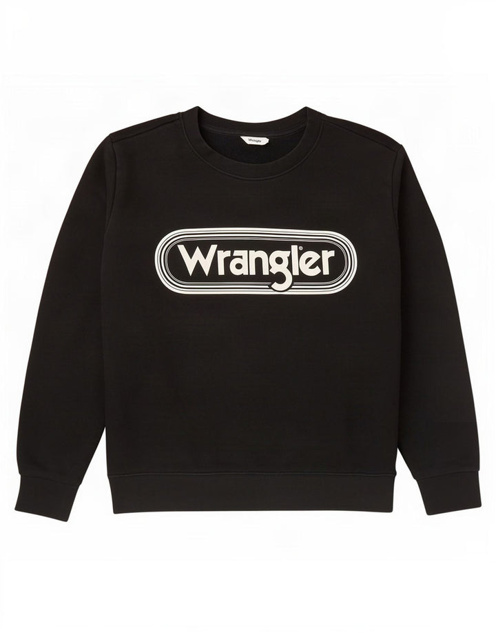 Wrangler Womens Graphic Sweatshirt Pullover UK 16 Large Schwarze Baumwolle