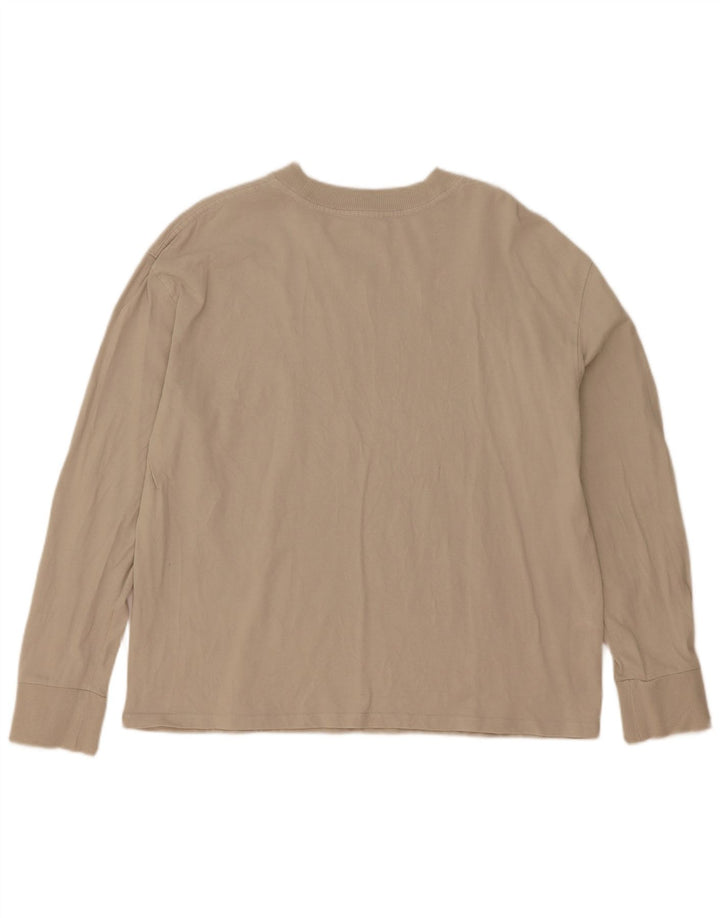 Zara Damen Übergroßes Top Langarm UK 10 Small Beige