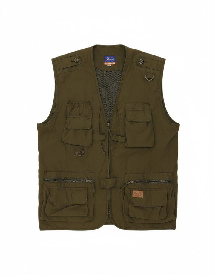 CHAMPION Mens Utility Gilet UK 44 2XL Khaki Polyester