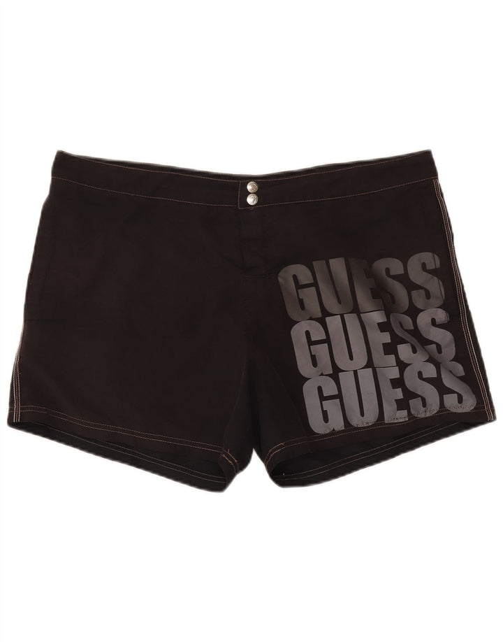 Guess Herren-Badeshorts mit Grafik, 2XL, schwarzes Polyester