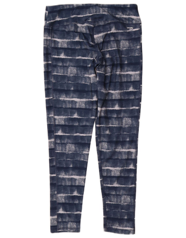 Adidas Damen Climalite Leggings UK 12/14 Mittelblau gestreift Polyester