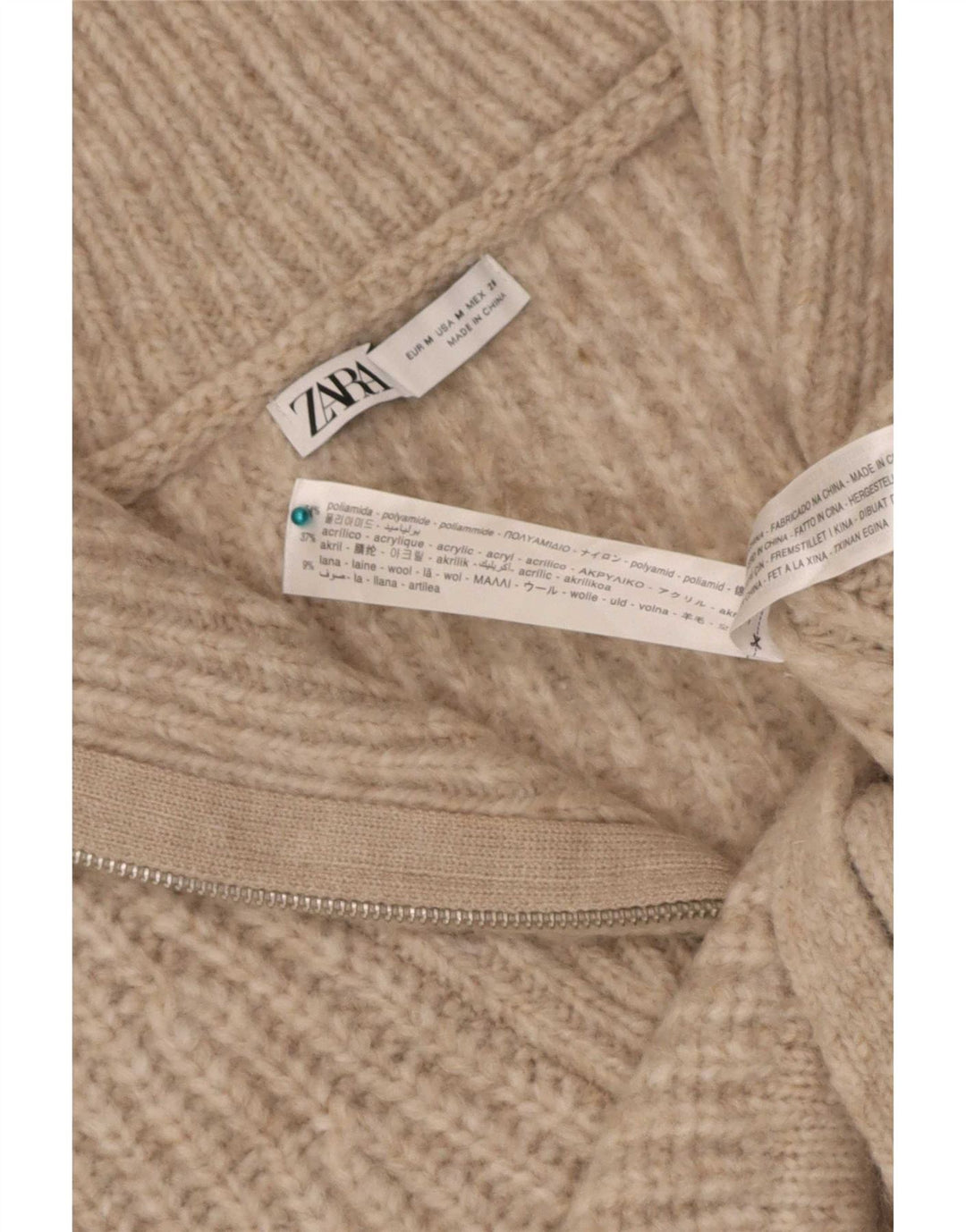 Zara Damen Crop Vest Tank Top UK 14 Medium Beige Polyamid