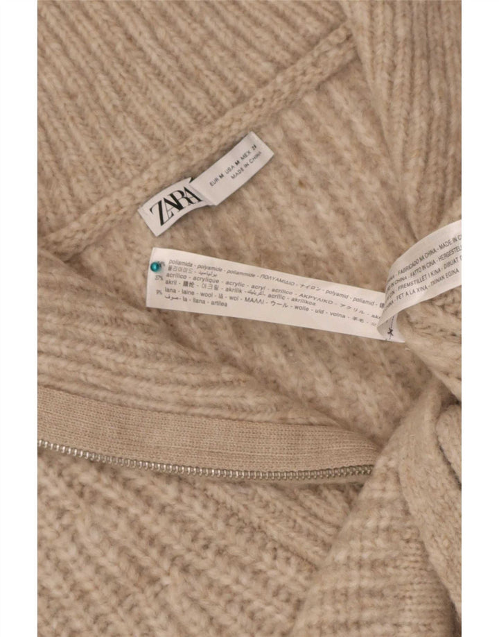 Zara Damen Crop Vest Tank Top UK 14 Medium Beige Polyamid