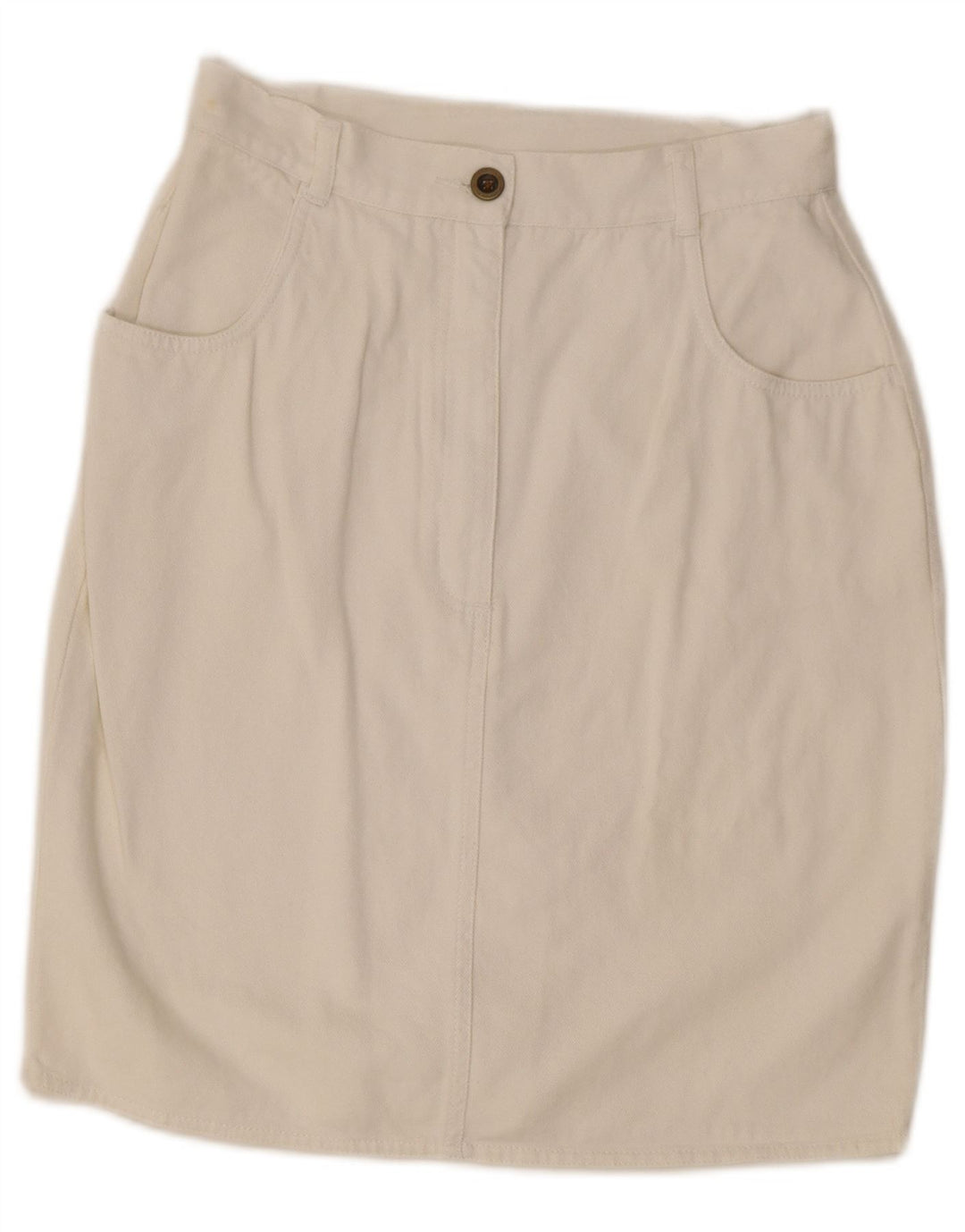 Vintage Damen Gerader Rock IT 42 Medium W27 Weiße Baumwolle