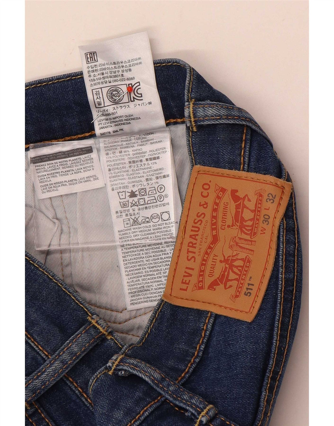 Levi's Herren 511 Slim Jeans W30 L32 Blaue Baumwolle