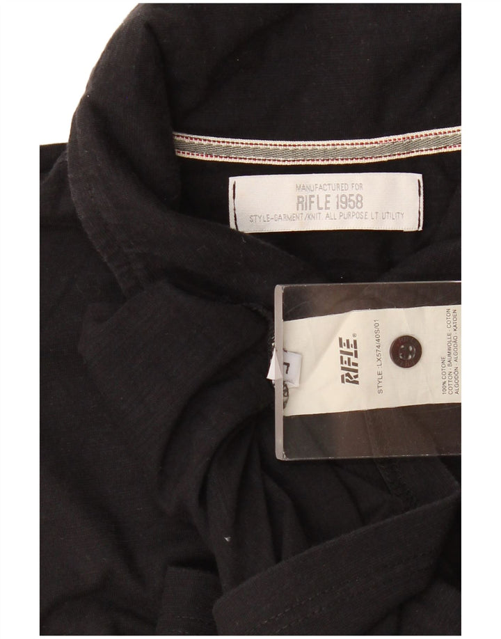 Rifle Herren-Poloshirt, groß, aus schwarzer Baumwolle