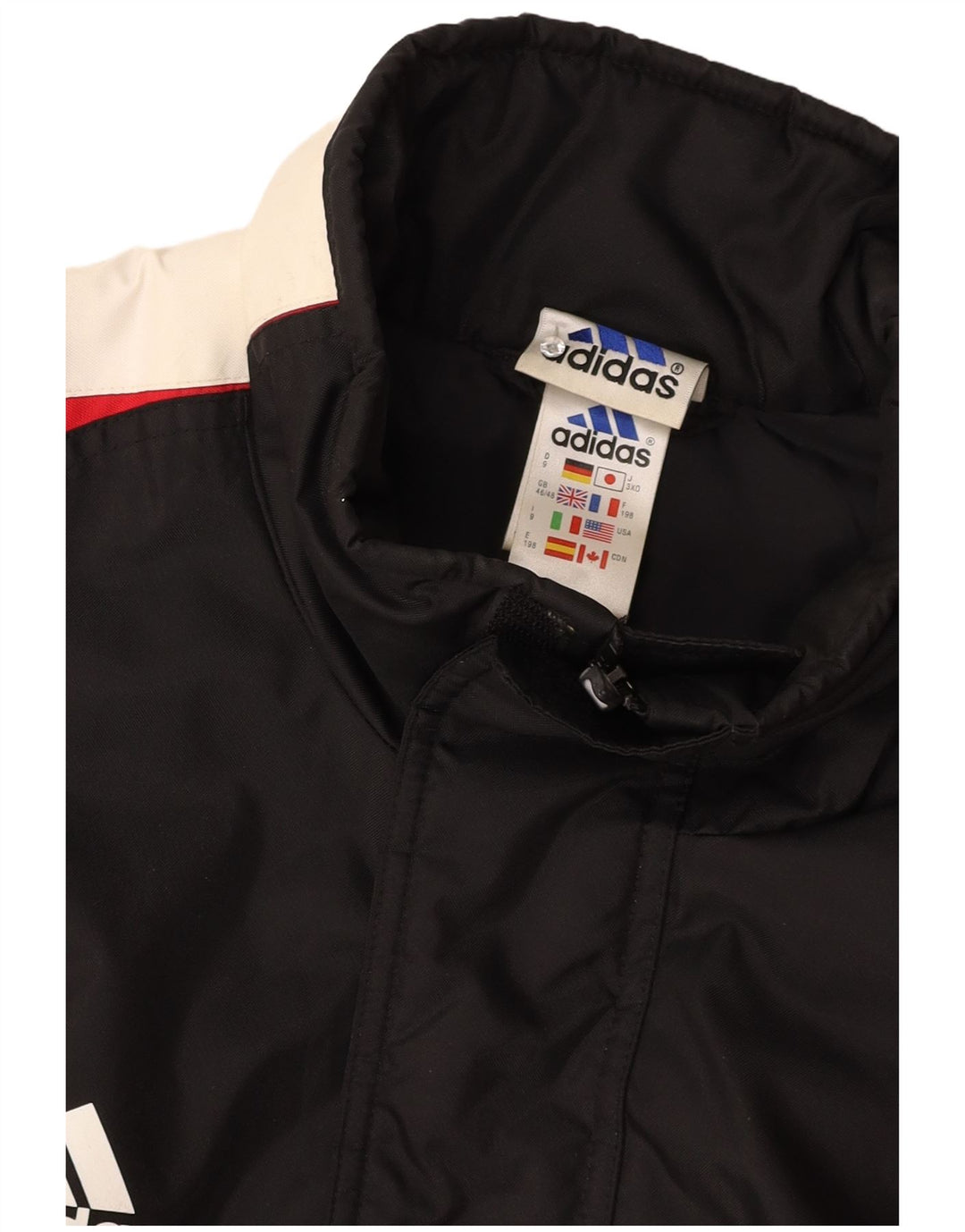 ADIDAS Herren-Windbreaker-Mantel UK 46/48 XL Schwarzes Colourblock-Polyamid