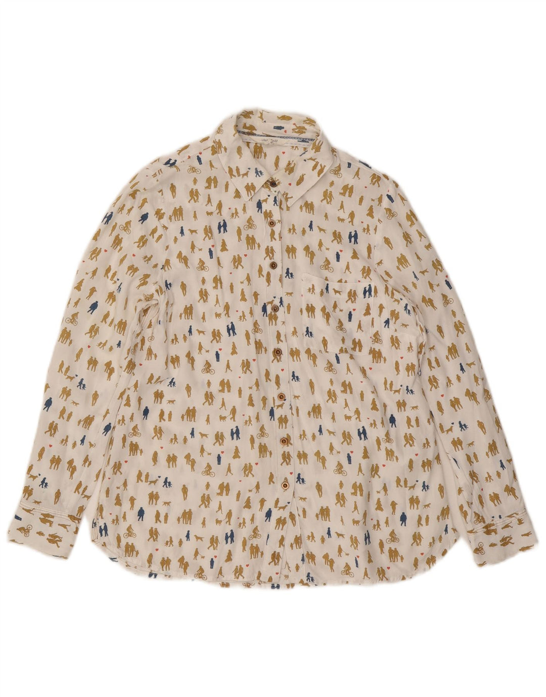 White Stuff Damen-Hemdbluse mit abstraktem Muster, Größe S, gebrochenes Weiß