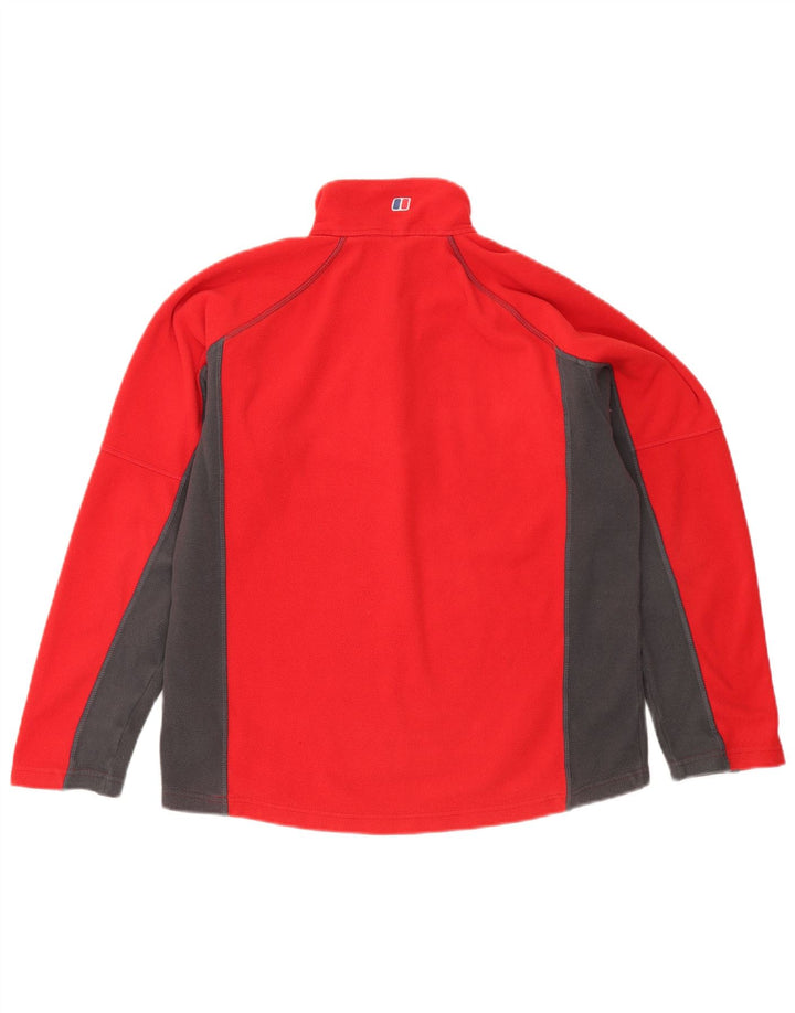 Berghaus Herren-Fleecepullover mit Reißverschluss am Hals, mittelrotes Farbblock-Polyester