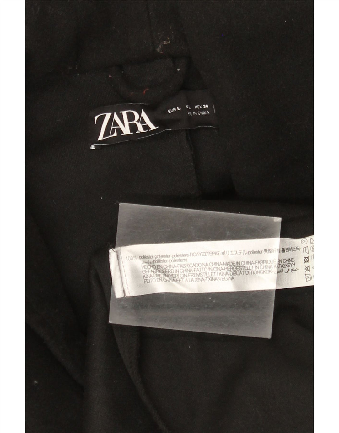 ZARA Damen Kapuzenmantel UK 16 Large Schwarz Polyester