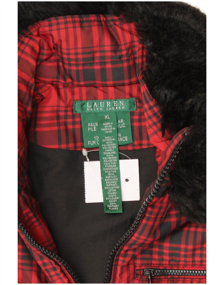 RALPH LAUREN Damen Weste UK 18 XL Rot kariertes Polyester