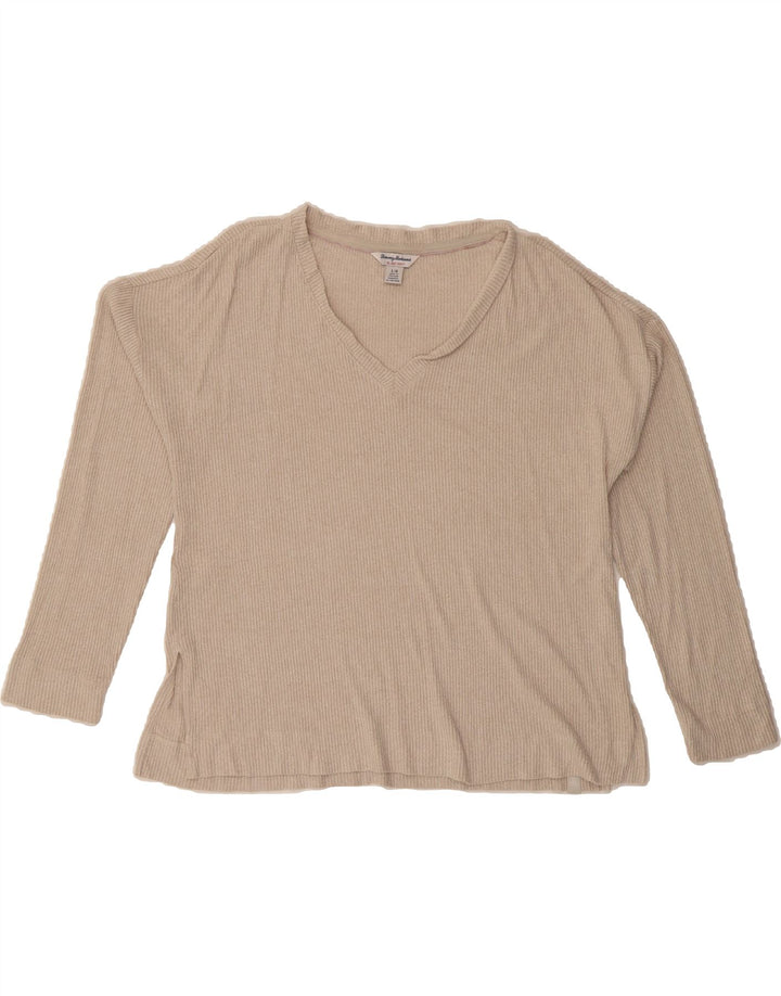 TOMMY BAHAMA Womens Oversized Top Long Sleeve UK 16 Large Grey Viscose Vintage Tommy Bahama and Second-Hand Tommy Bahama from Messina Hembry 